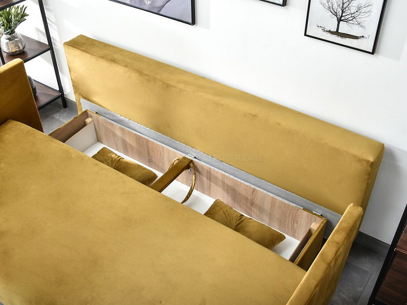 Pohovka dvousedačka Mastil (zlatá + černá)