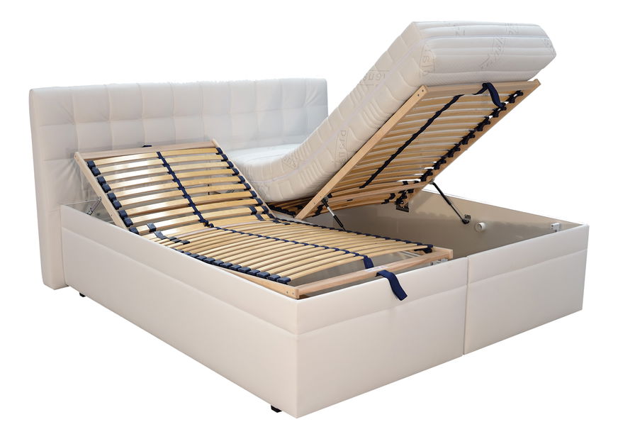 Manželská postel 180 cm Blanář Monaco (bílá) (s rošty a matracemi)