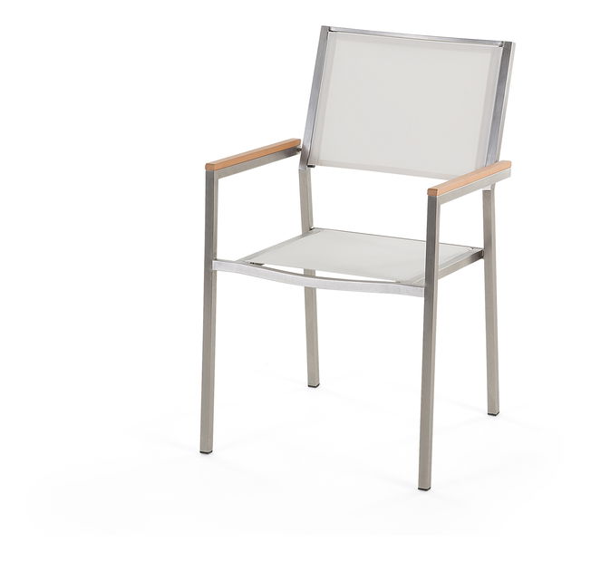 Zahradní jídelní sada Grosso (grafit) (bílé židle) (pro 8 osob) (kámen)