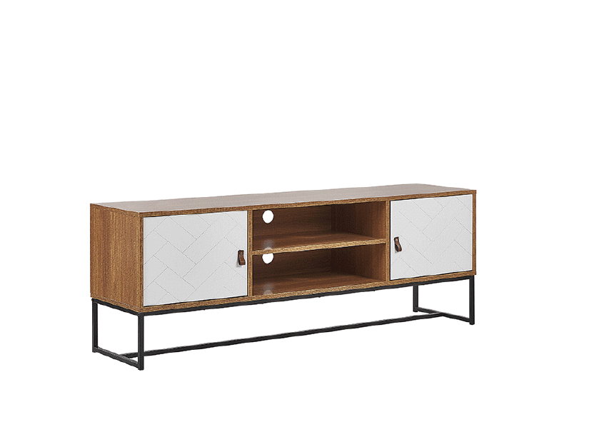 TV stolek/skříňka NAVVEA (světlé dřevo + bílá)