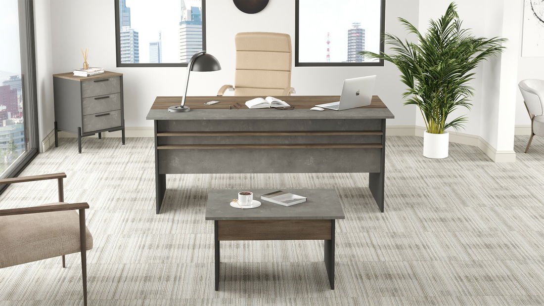 Kancelářská sestava Vergilius 7 (Hnědá + Šedá)