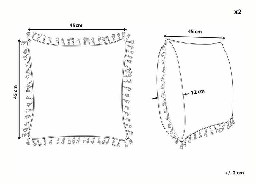 Set 2 ks. polštářů 45 x 45 cm MALDA (pestrá)