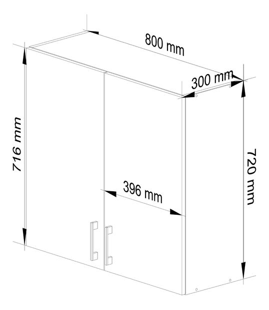 Horní kuchyňská skříňka Lula W80 H720 (bílá + dub sonoma)