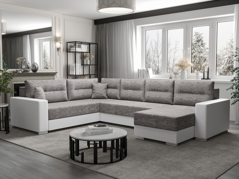 Rohová sedačka ve tvaru U Glide 3 (hnědá + tmavě hnědá) (L)