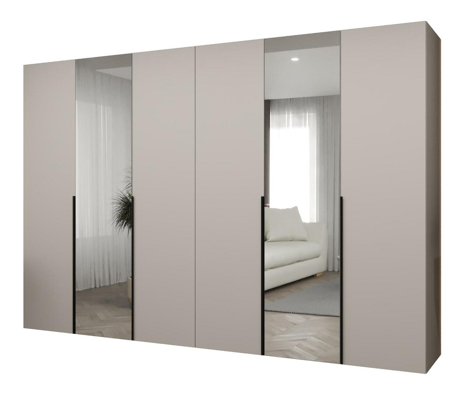 Šatní skříň 300 cm Alice 2 (kašmír + černá)