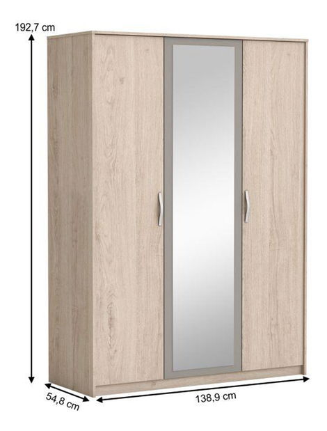 Šatní skříň Bihop 3D1Z (dub arizona + šedá)