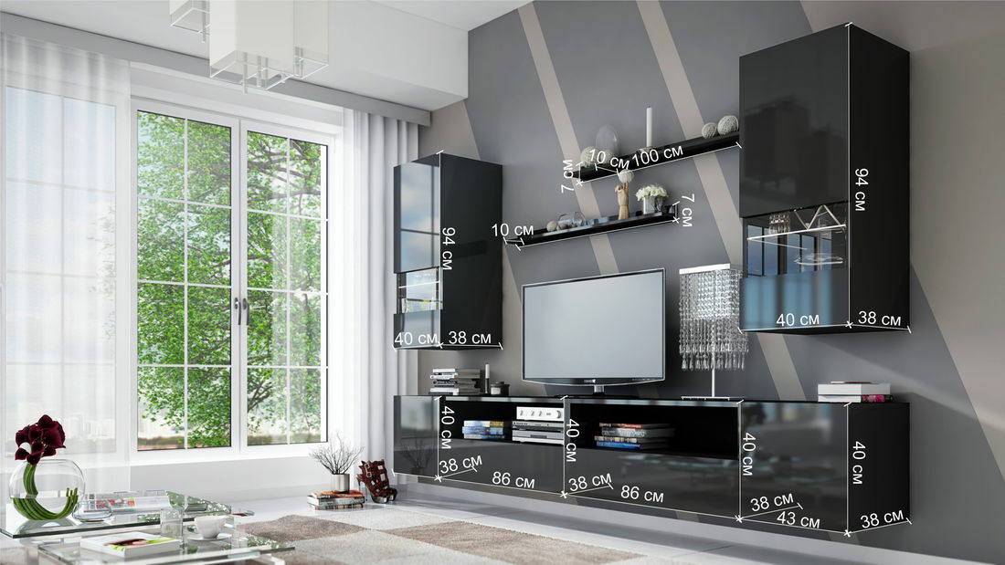 Obývací stěna Berny 41 (bílá + bílý lesk)