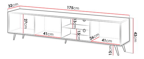 TV skříňka Torkana 175 (černá) (s bílým LED osvětlením) *výprodej