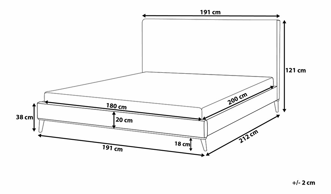 Manželská postel 180 cm BARON (s roštem) (modrá) *výprodej