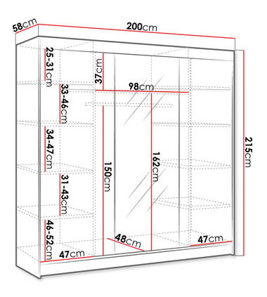 Šatní skříň Galiana I (černá)