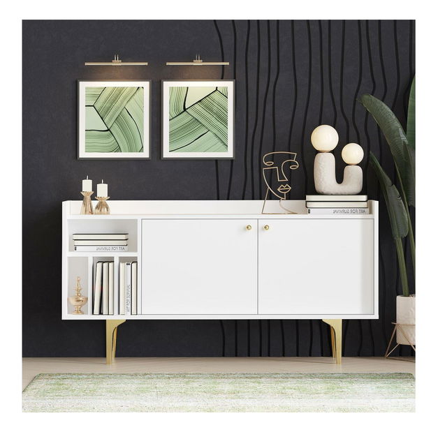 Skříňka Lipamo 7 (bílá + zlatá)