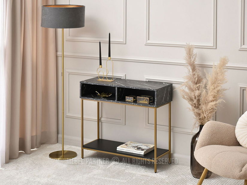 Konzolový stolek Frey (černá + zlatá)