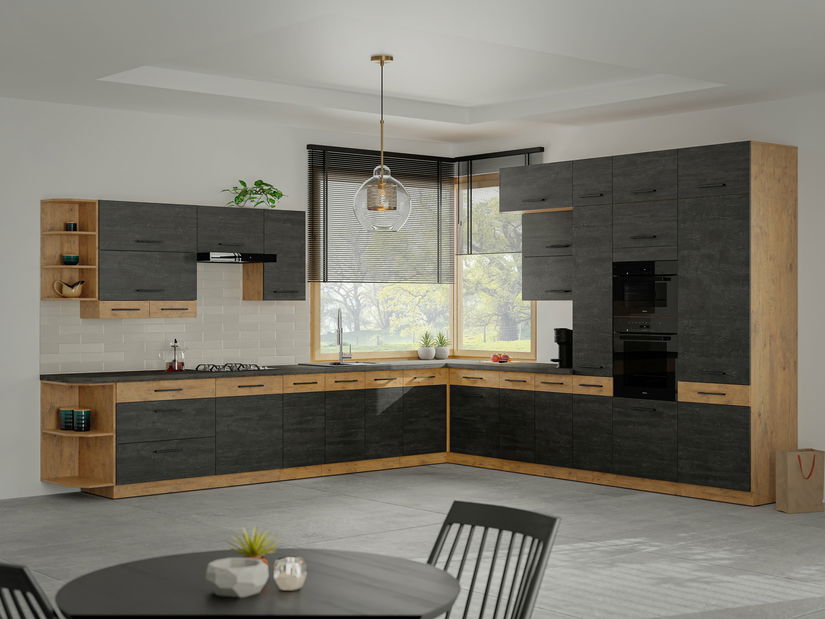 Dolní kuchyňská skříňka Virion 60 DPS 145 3S BB (dub lancelot + tmavé dřevo) *výprodej