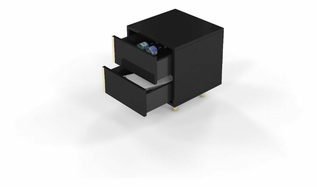 Noční stolek Naturlig Carra (vysoký lesk černý)