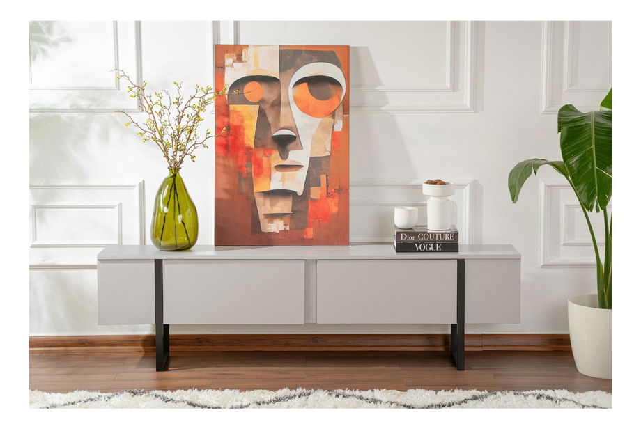 TV stolek/skříňka Seronitta (šedá + černá)