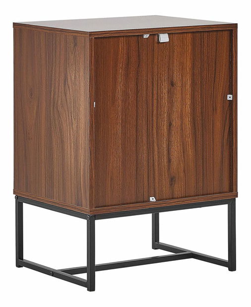 Noční stolek NAVVEA (tmavé dřevo + bílá)