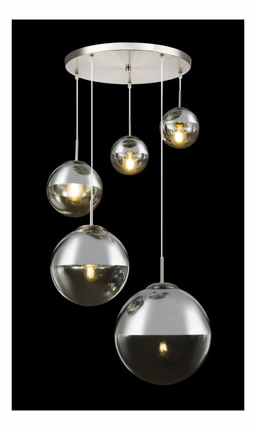 Závěsné svítidlo Varus 15851-5 (moderní/designové) (nikl + průhledná)