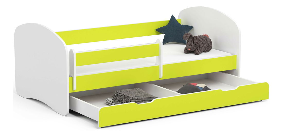 Dětská postel Pranshi II (limetková) (s matrací)
