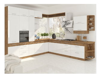 Horní kuchyňská skříňka 50 GU-36 1F Velaga (lesk bílý + dub lancelot)