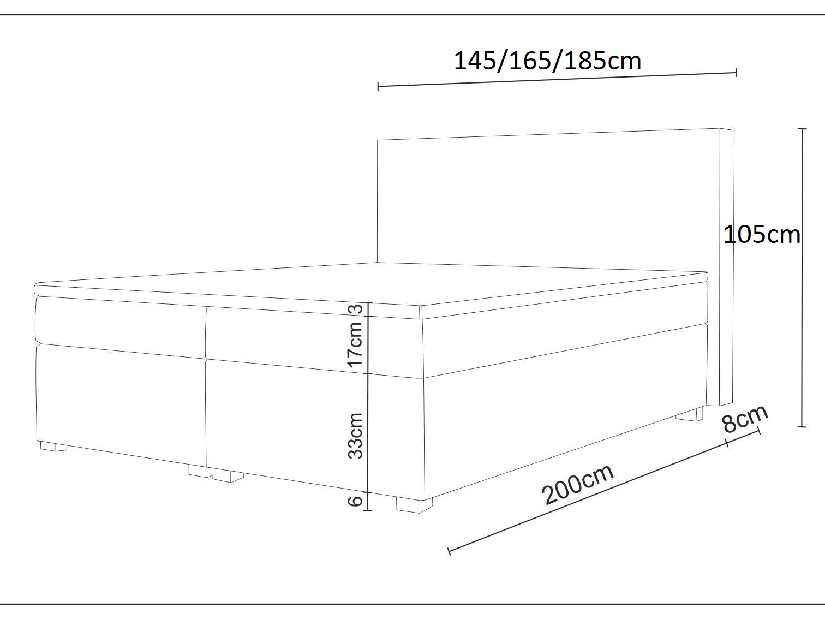 Manželská postel Boxspring 160 cm Simon Comfort (šedá) (s matrací, bez úložného prostoru)