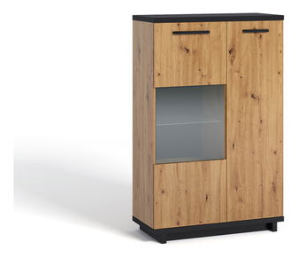 Vitrína Indi WIT90 (dub artisan + černá matná + dub artisan)