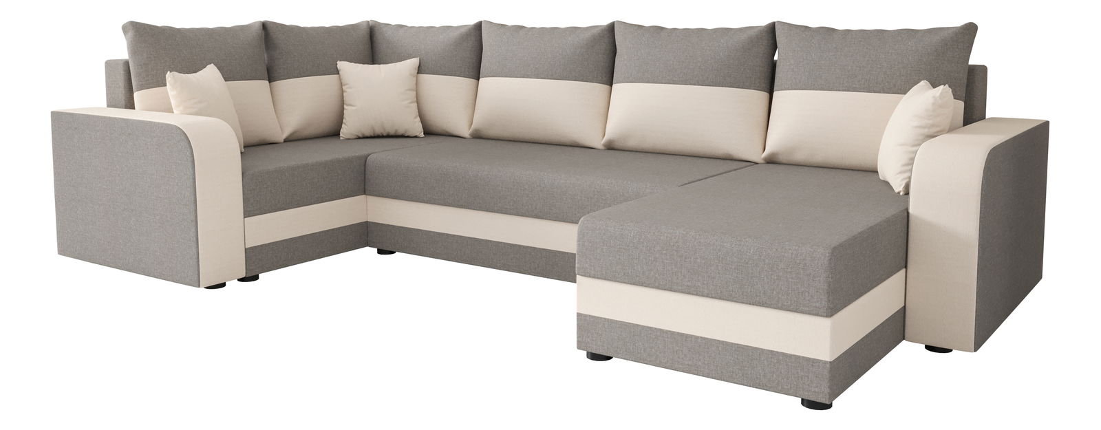 Rohová sedačka ve tvaru U Harmony Long (šedá + krémová) (L)