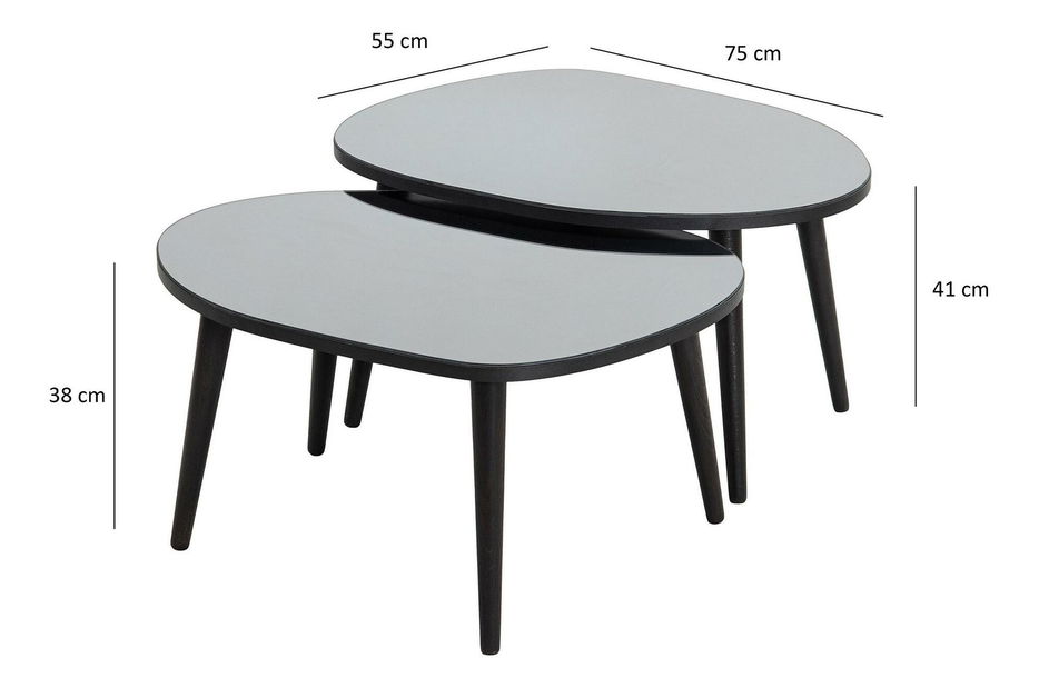 Set 2 ks konferenčních stolků Gustavo 1 (černá + šedá)