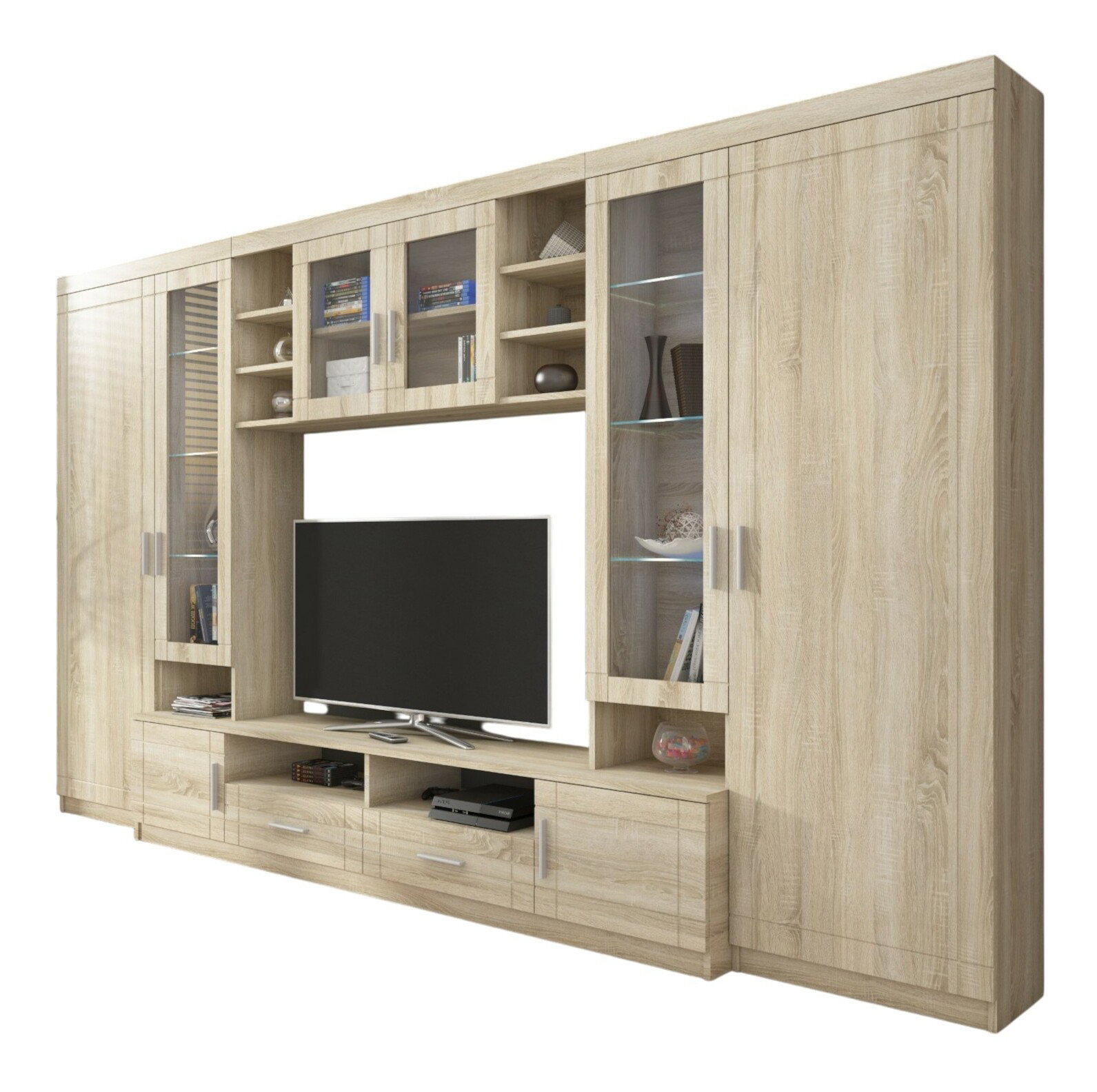 Obývací stěna Porton (dub sonoma) (bez osvětlení)