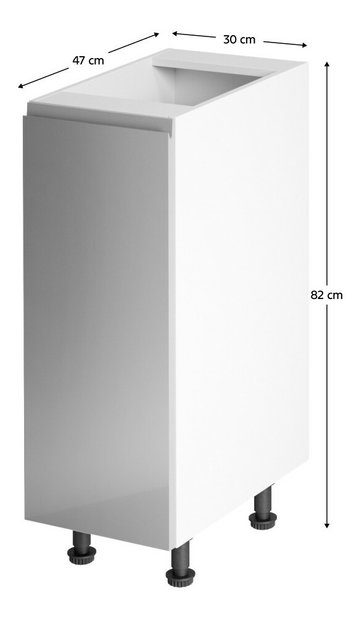 Dolní kuchyňská skříňka D30 Aurellia (bílá + lesk šedý) (L)