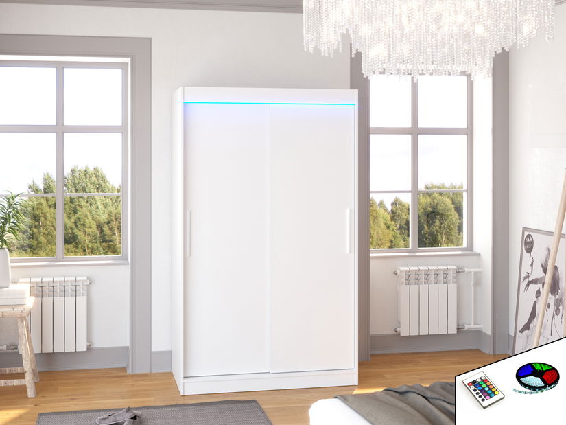 Šatní skříň Connor (bílá) (s led osvětlením)