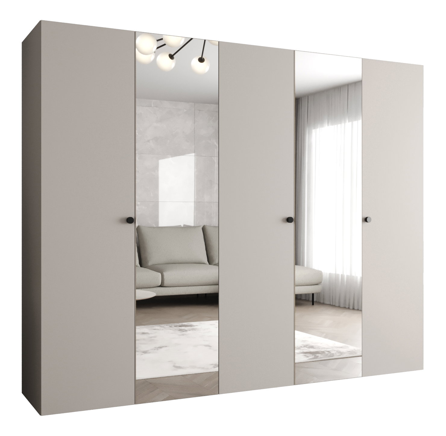 Šatní skříň 250 cm Parna 2 (kašmír + černá)