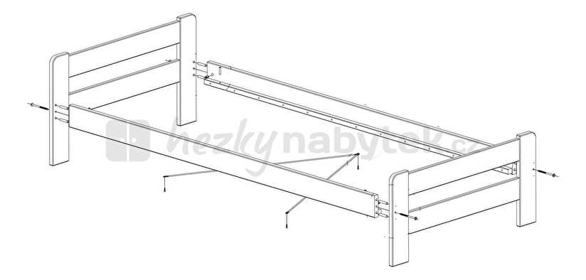 Jednolůžková postel 90 cm Wirgo LW-10.1 (masiv)