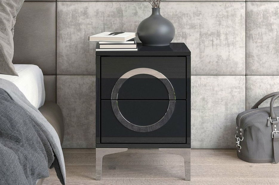 Noční stolek Naturlig Evenna (vysoký lesk černý) *výprodej