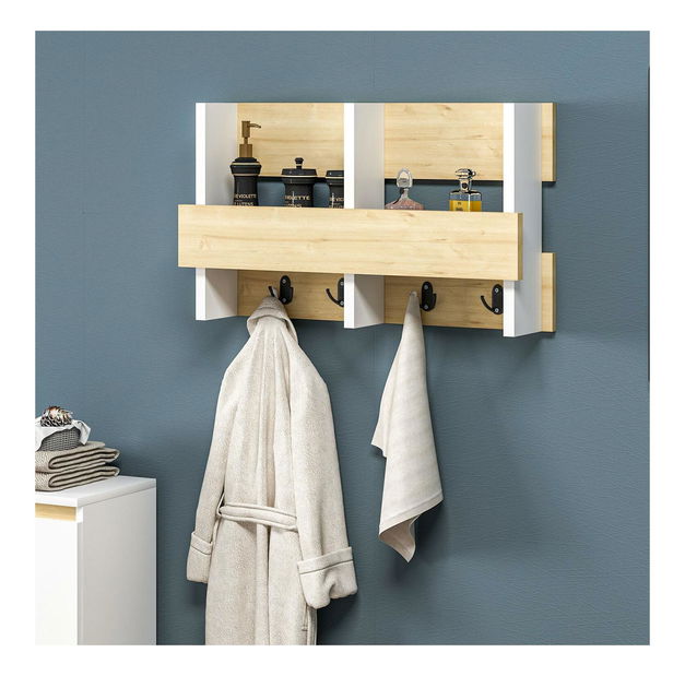 Věšákový panel Sutete (dub safírový + bílá)