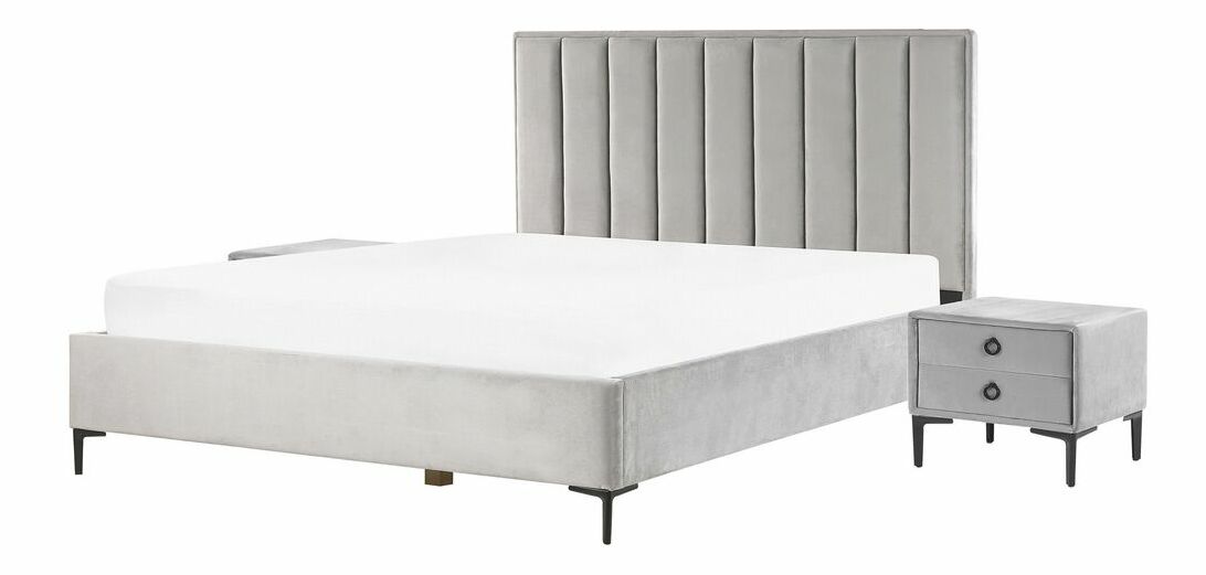 Manželská postel 180 cm s nočními stolky Saturnino (šedá)