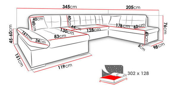 Rohová sedačka Calla (P) U (šedá)