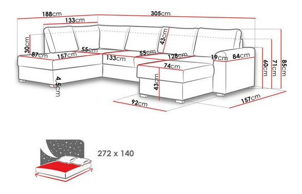 Sedací souprava Celeste (P) (ekokůže Soft 011 + Majorka 03)