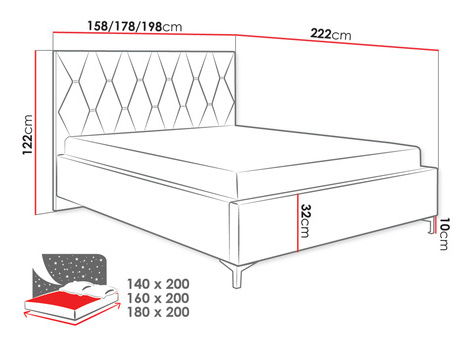 Manželská postel 180 cm Inferno 100 (světlobéžová)