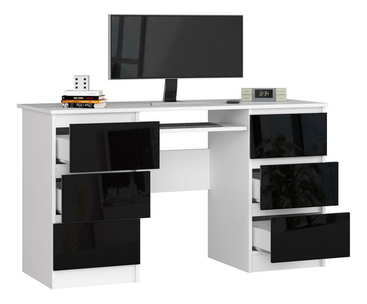 PC stolek Behati (bílá + lesk černý)