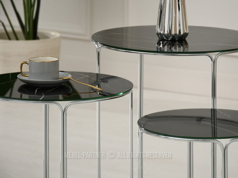 Konferenční stolek Belianni Zest (černý mramor + chromová)