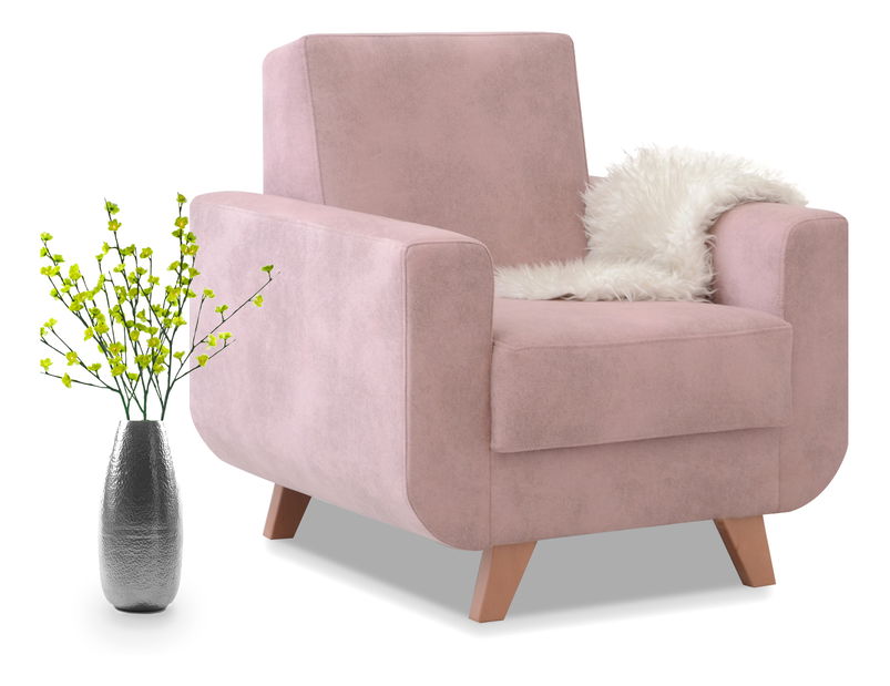 Relaxační křeslo Kadim (růžová + buk)
