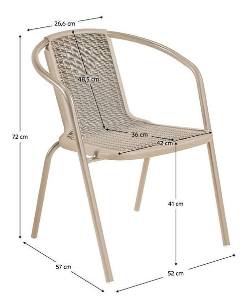 Zahradní židle Fendy (champagne)ocel + plast)