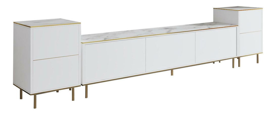 Obývací stěna Mameny 3 (mramor světlý + zlatá)