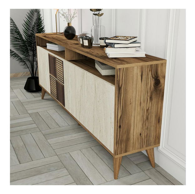 Skříňka Millano 2 (ořech + travertin)