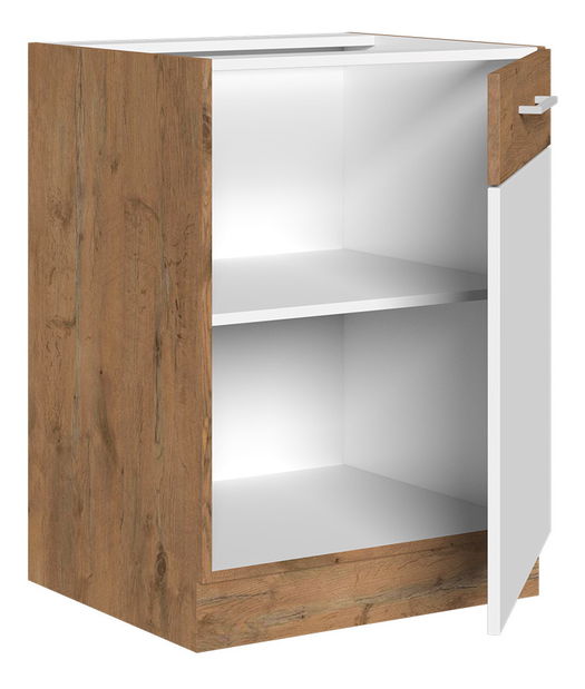 Dolní kuchyňská skříňka Bronte 60 D 1F BB (dub lancelot + bílý lesk)