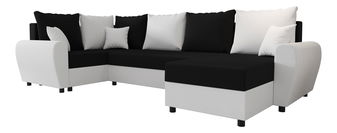 Rohová sedačka ve tvaru U Fleur Long (bílá + černá) (L)