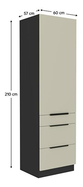 Vysoká kuchyňská skříň Arikona 60 DKS 210 3S1F (kašmír + černá)