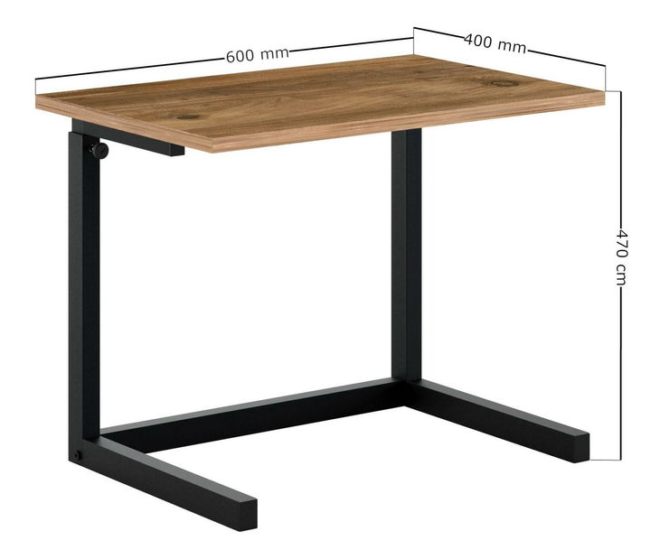 Příruční stolek Sponanzzo (borovice atlantická + černá)