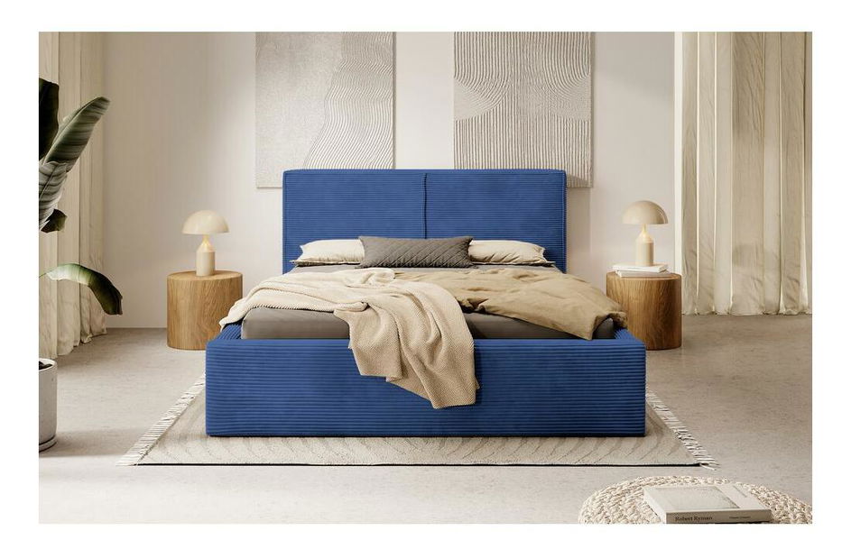 Manželská postel 140 cm Fatime (s roštem) (s úl. prostorem) (námořnická + černá)