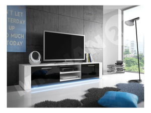 TV skříňka/stolek Clea IX (bílá + černá lesklá)